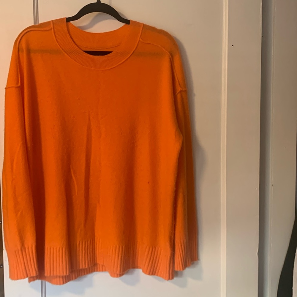 Anthropology Pilcro XLarge 100% cashmere soft sweater orange small hole & stain